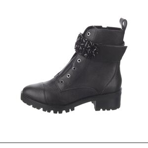 Karl Lagerfeld Leather Mid-Calf Combat Boots